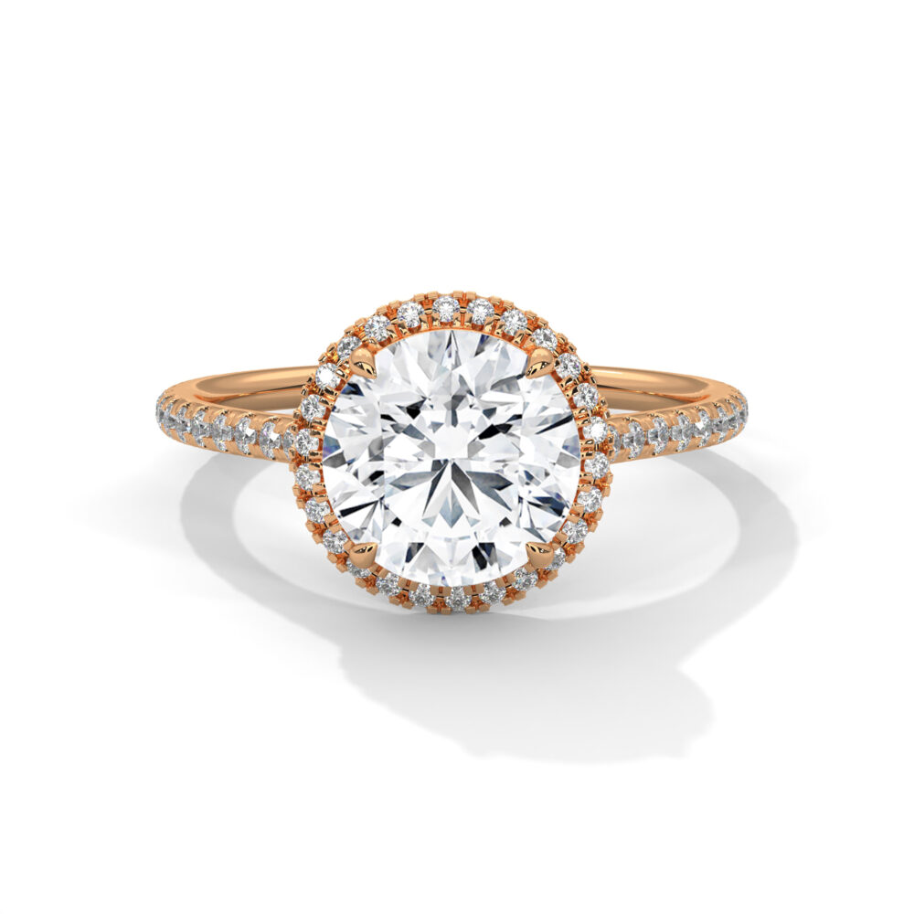 1 CT Round Brilliant Cut Lab Grown Diamond Halo Engagement Ring - Image 9