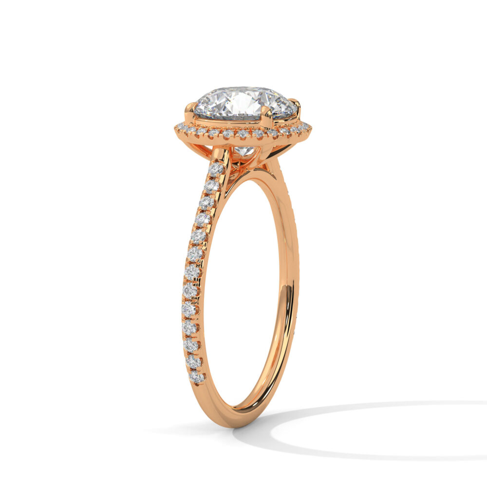 1 CT Round Brilliant Cut Lab Grown Diamond Halo Engagement Ring - Image 10