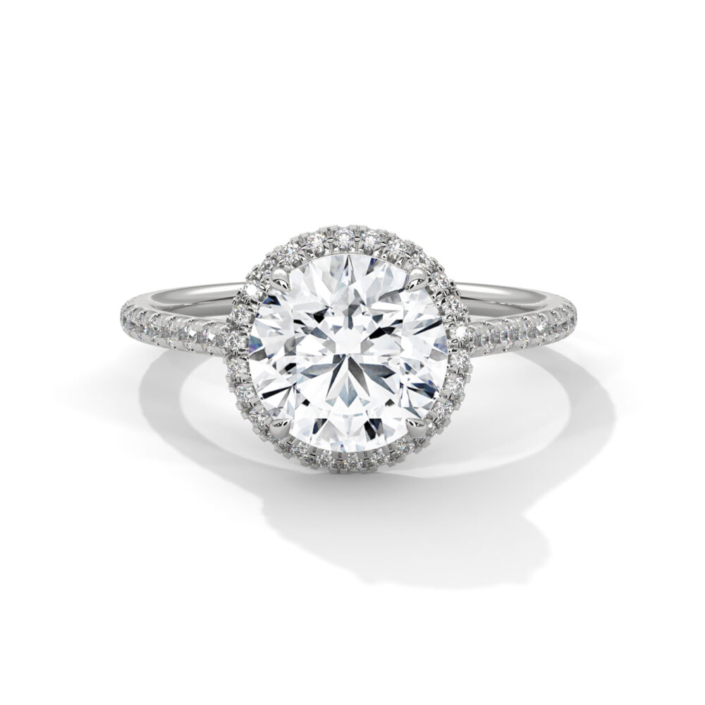 1 CT Round Brilliant Cut Lab Grown Diamond Halo Engagement Ring