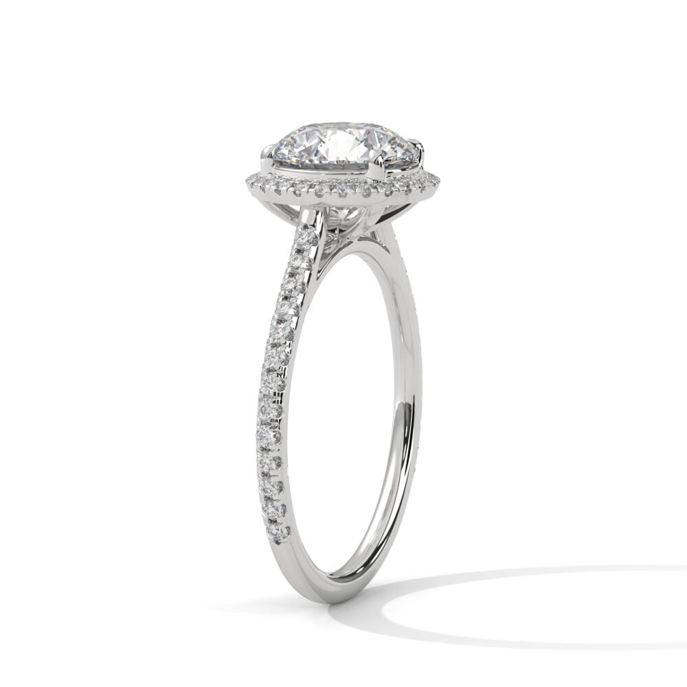 1 CT Round Brilliant Cut Lab Grown Diamond Halo Engagement Ring - Image 2