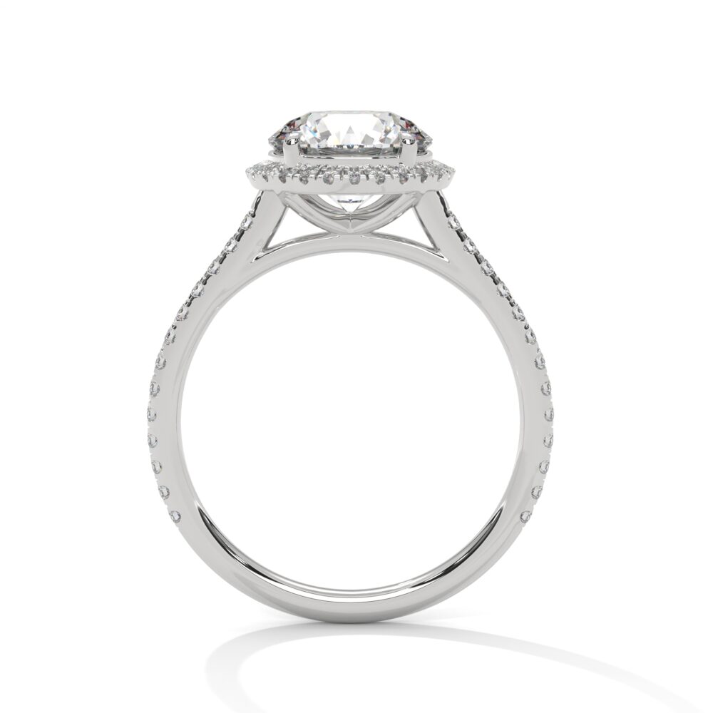 1 CT Round Brilliant Cut Lab Grown Diamond Halo Engagement Ring - Image 4