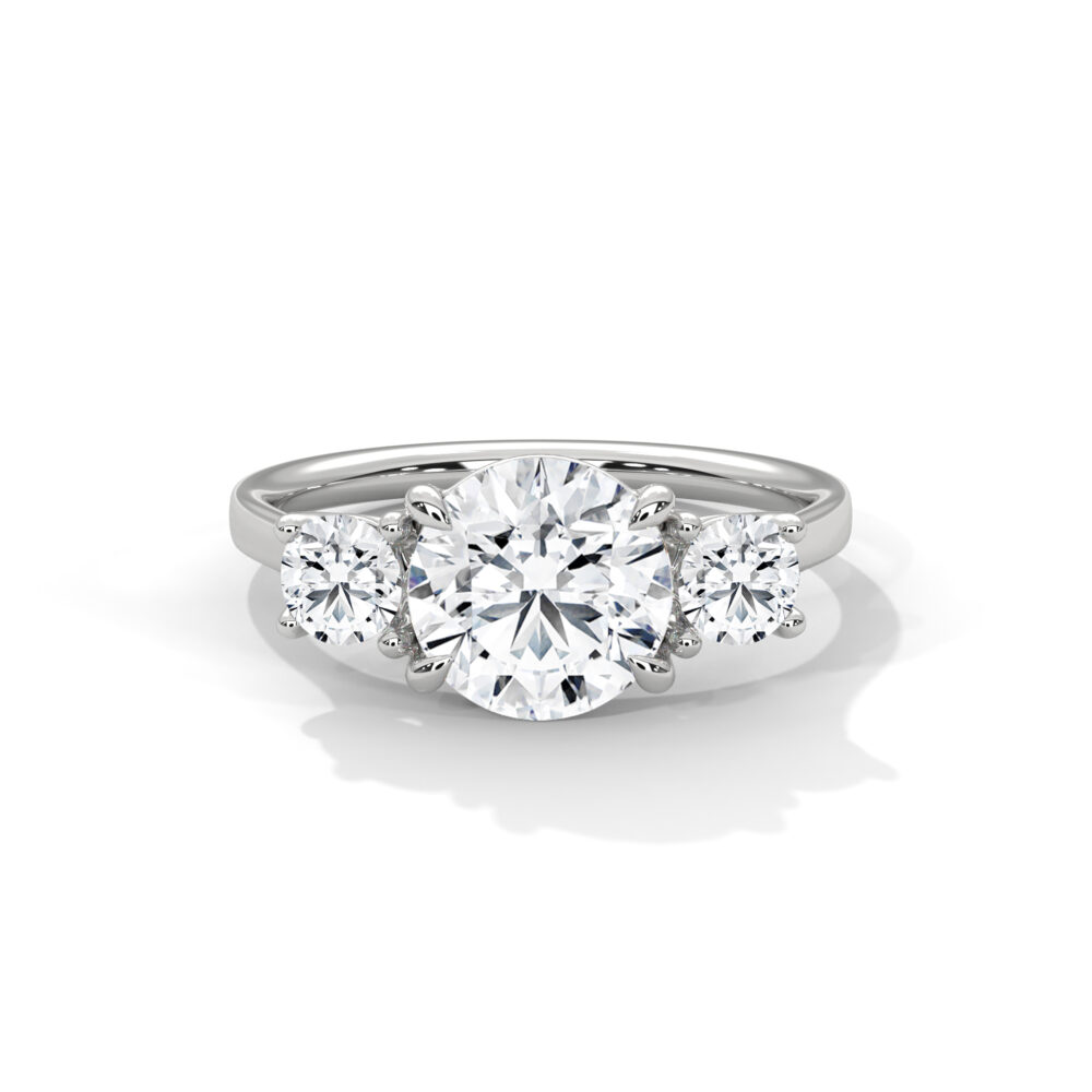 2 CT Round Three Stone Lab Grown Diamond Engagement Ring - Image 5