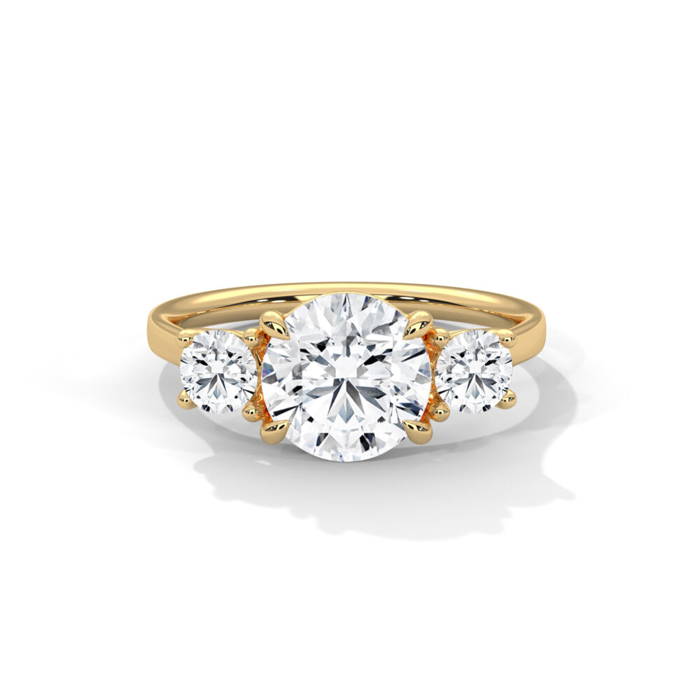 2 CT Round Three Stone Lab Grown Diamond Engagement Ring