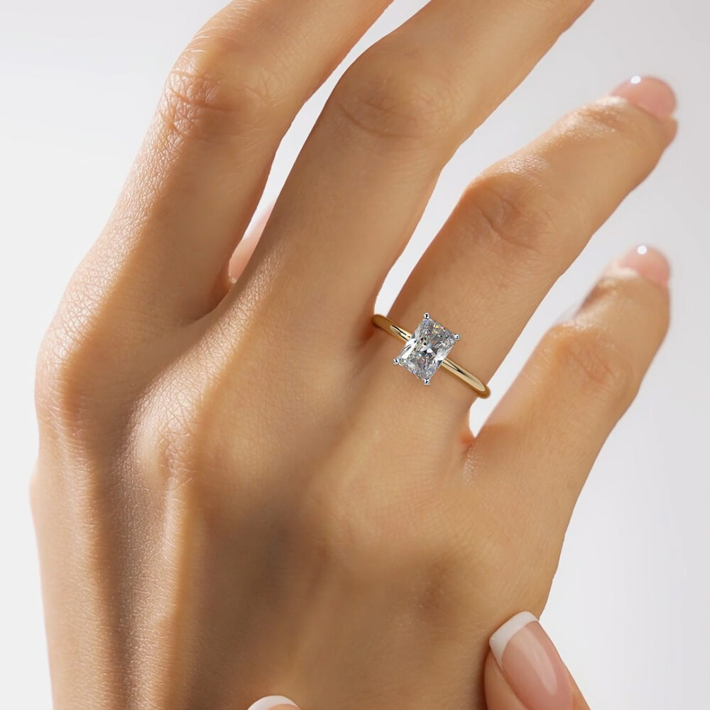 1 CT Emerald cut Lab Grown Diamond Engagement Ring for Women - Image 2