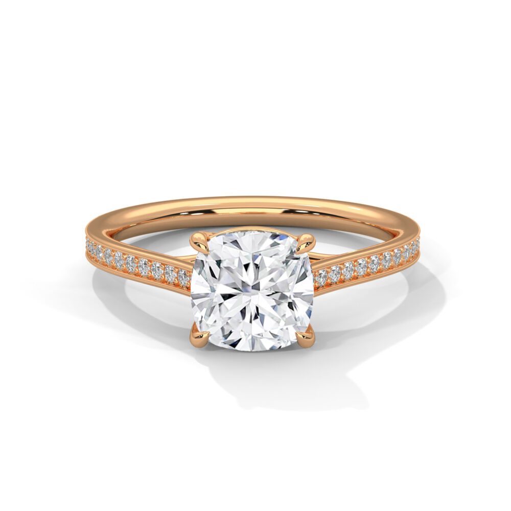 1 CT Square Cushion Cut Lab Grown Diamond Engagement Ring for women