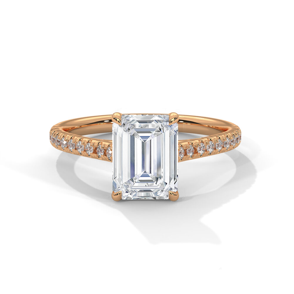 1 CT Emerald Cut Lab Grown Diamond Halo Engagement Ring for Women - Image 5