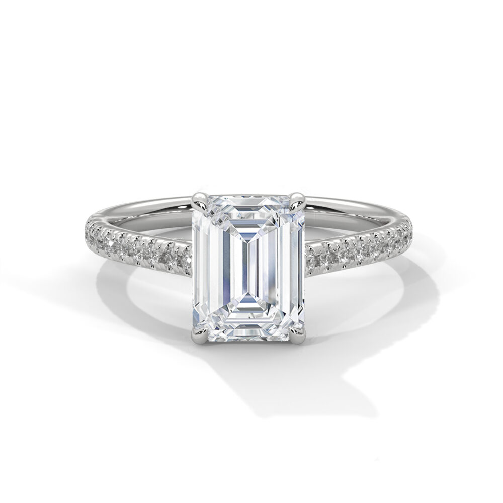 1 CT Emerald Cut Lab Grown Diamond Halo Engagement Ring for Women - Image 8