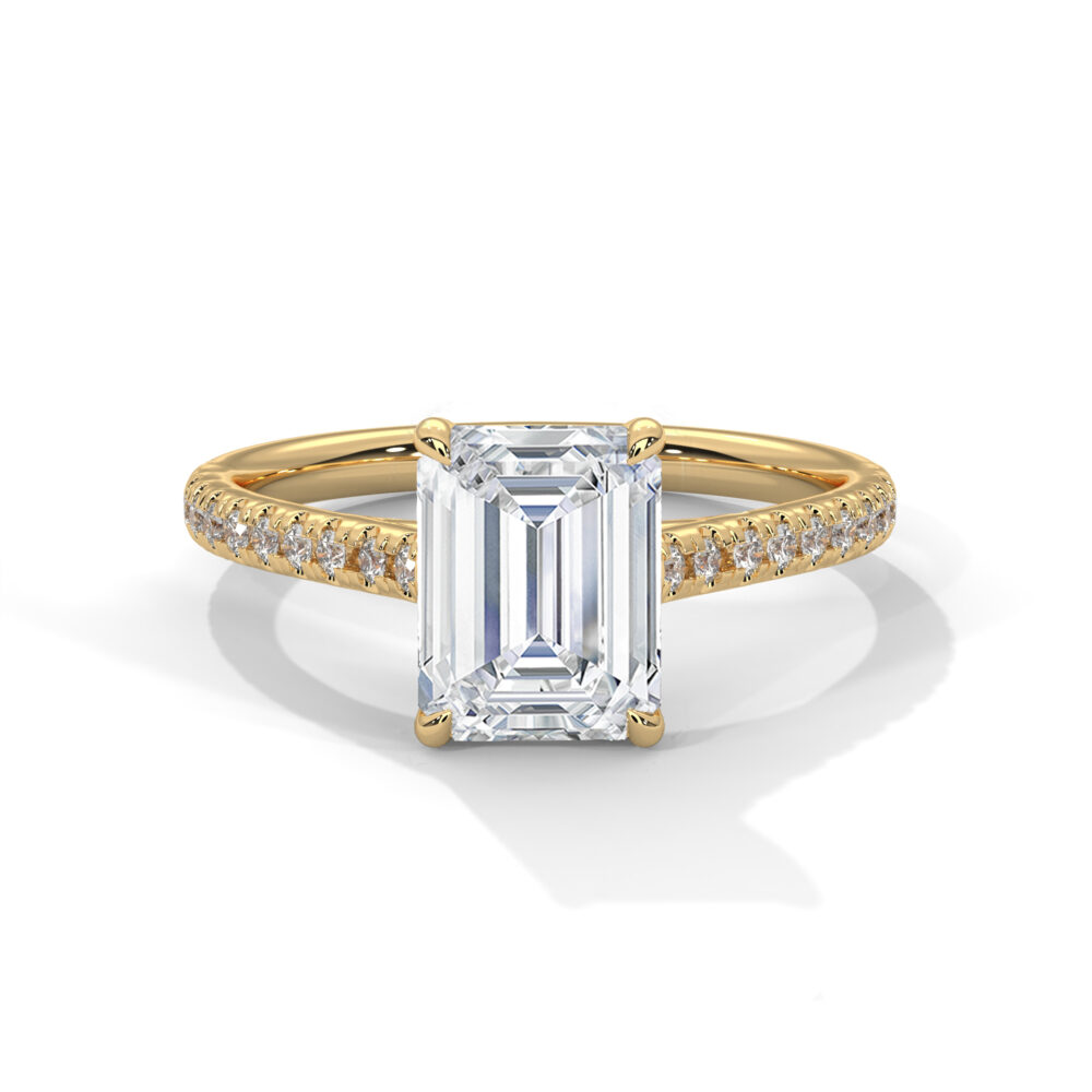 1 CT Emerald Cut Lab Grown Diamond Halo Engagement Ring for Women