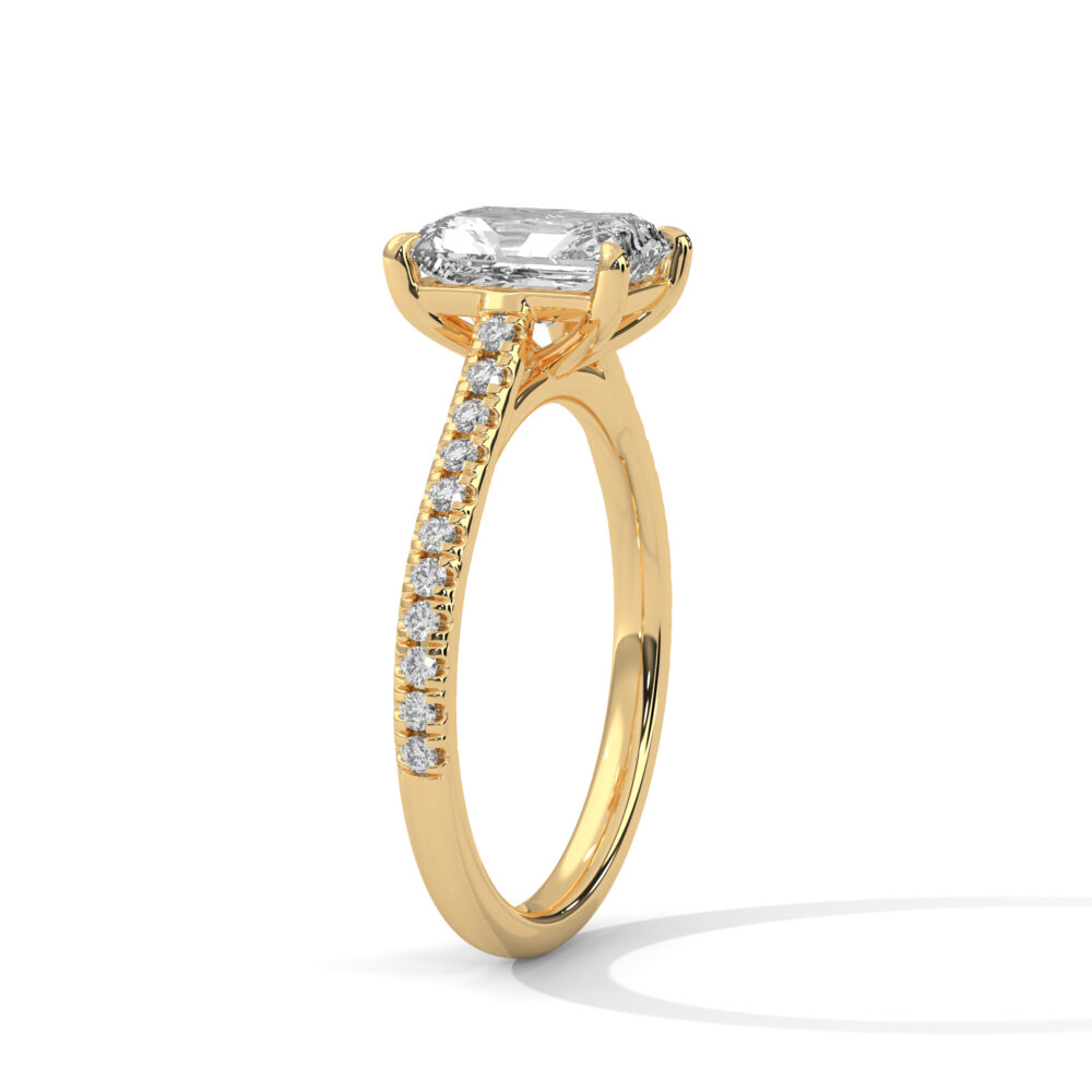 1 CT Emerald Cut Lab Grown Diamond Halo Engagement Ring for Women - Image 3