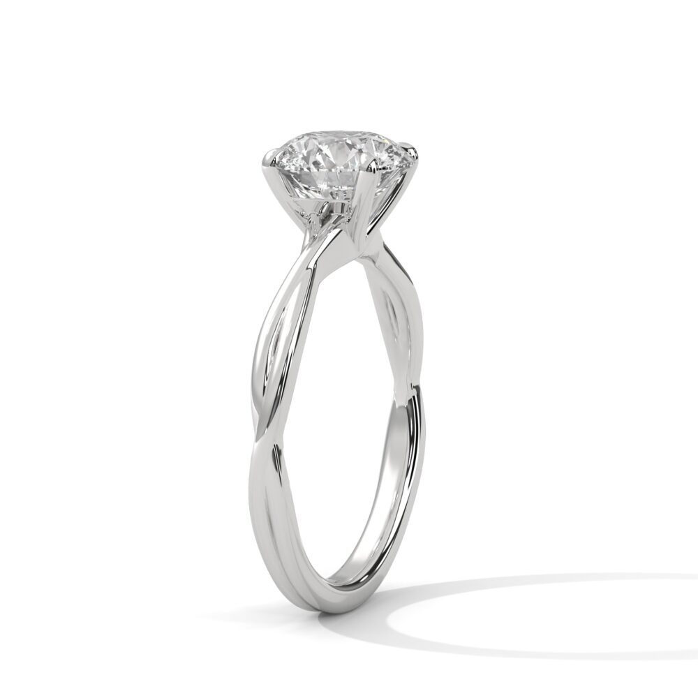 1 CT Round Brilliant Cut Lab Grown Diamond Twist Engagement Ring - Image 2