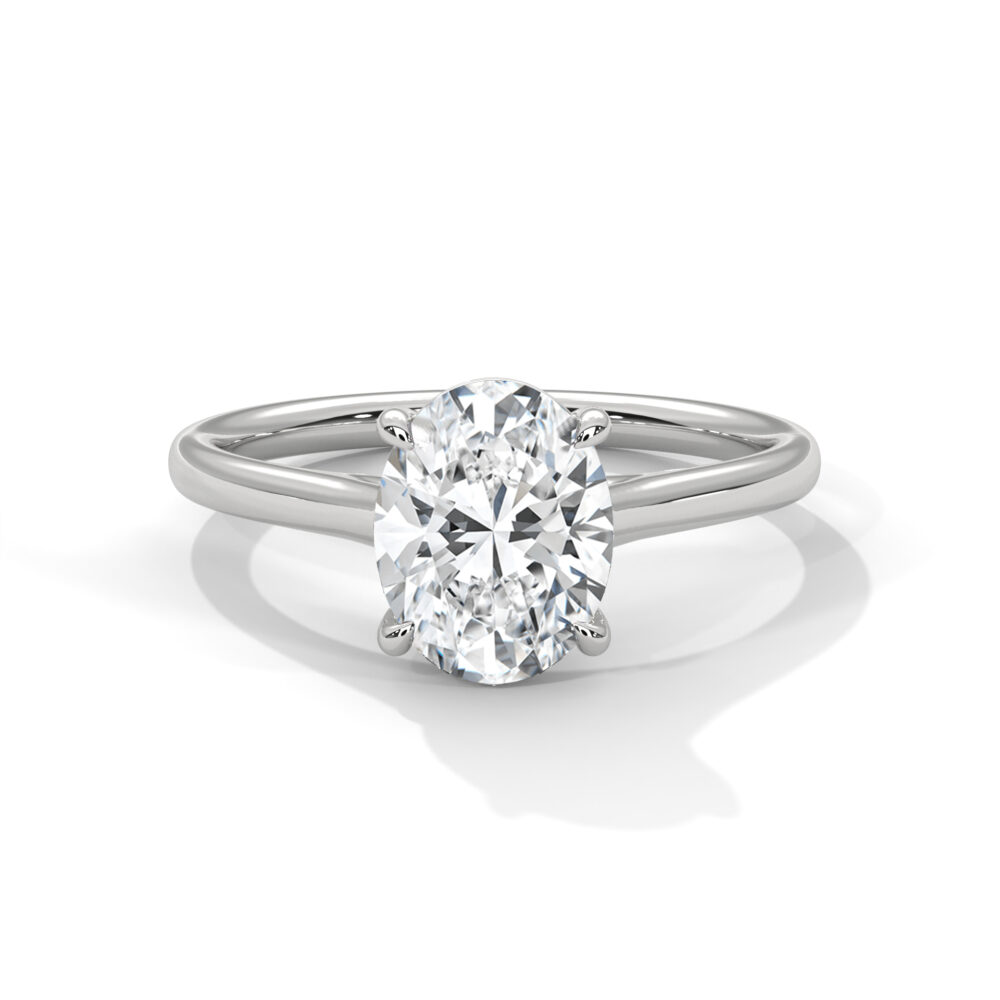 1 CT Oval cut Lab Grown Diamond Hidden Halo Engagement Ring - Image 9
