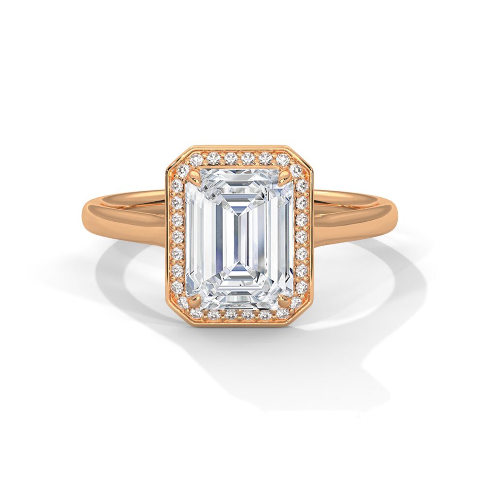 1 CT Emerald Cut Lab Grown Diamond Halo Engagement Ring for Women - Image 9