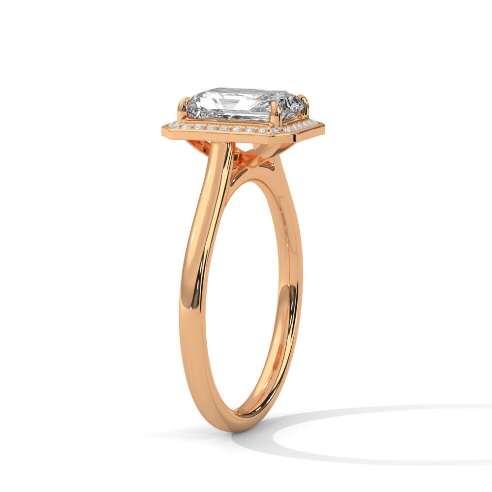 1 CT Emerald Cut Lab Grown Diamond Halo Engagement Ring for Women - Image 10