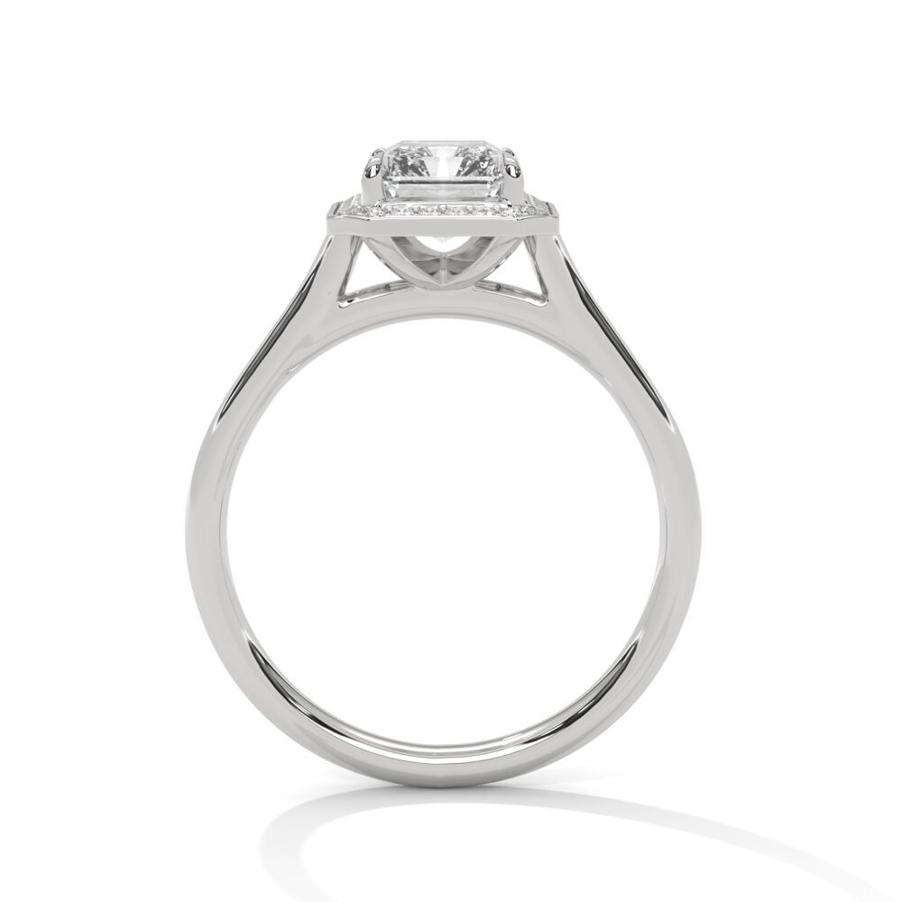 1 CT Emerald Cut Lab Grown Diamond Halo Engagement Ring for Women - Image 4