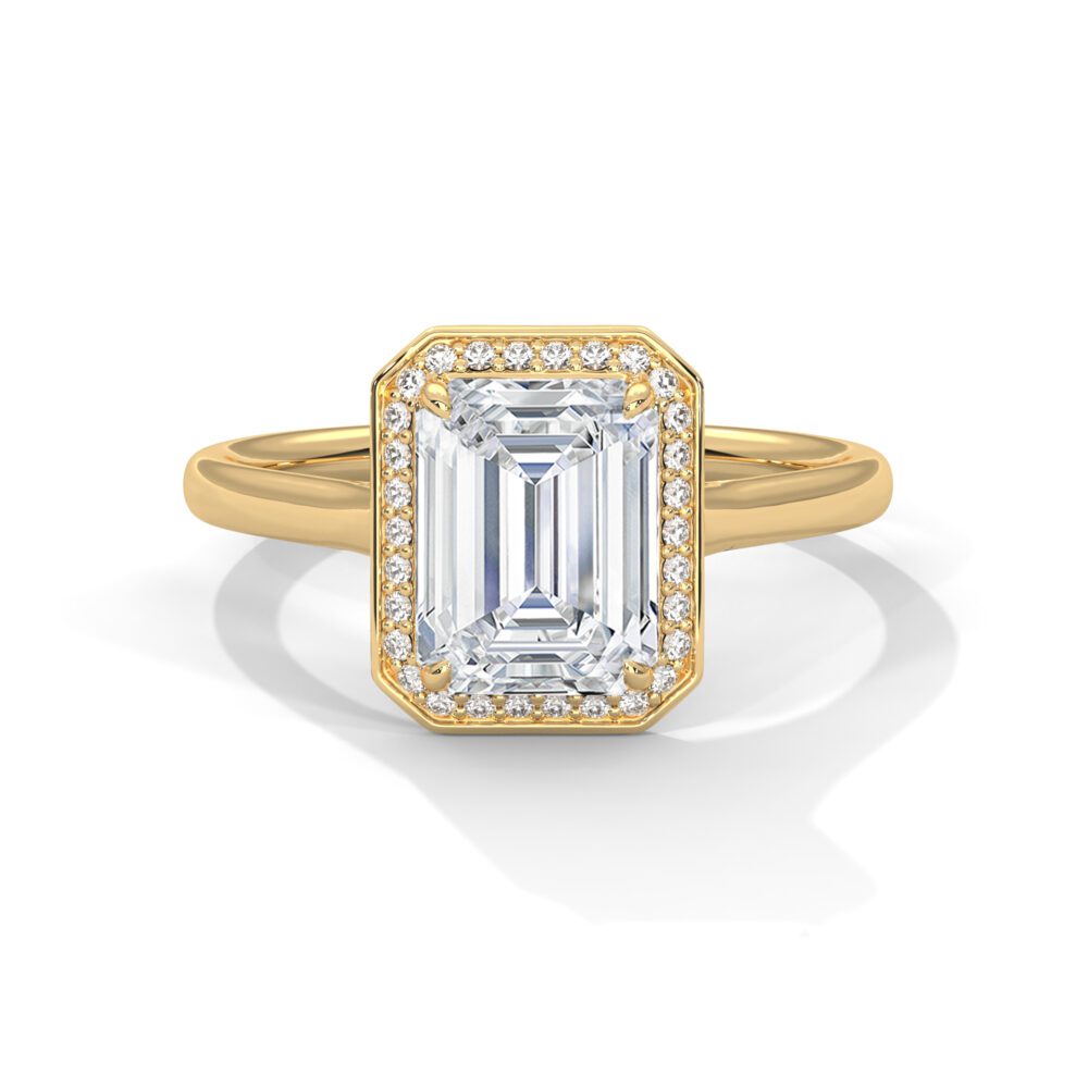 1 CT Emerald Cut Lab Grown Diamond Halo Engagement Ring for Women - Image 5