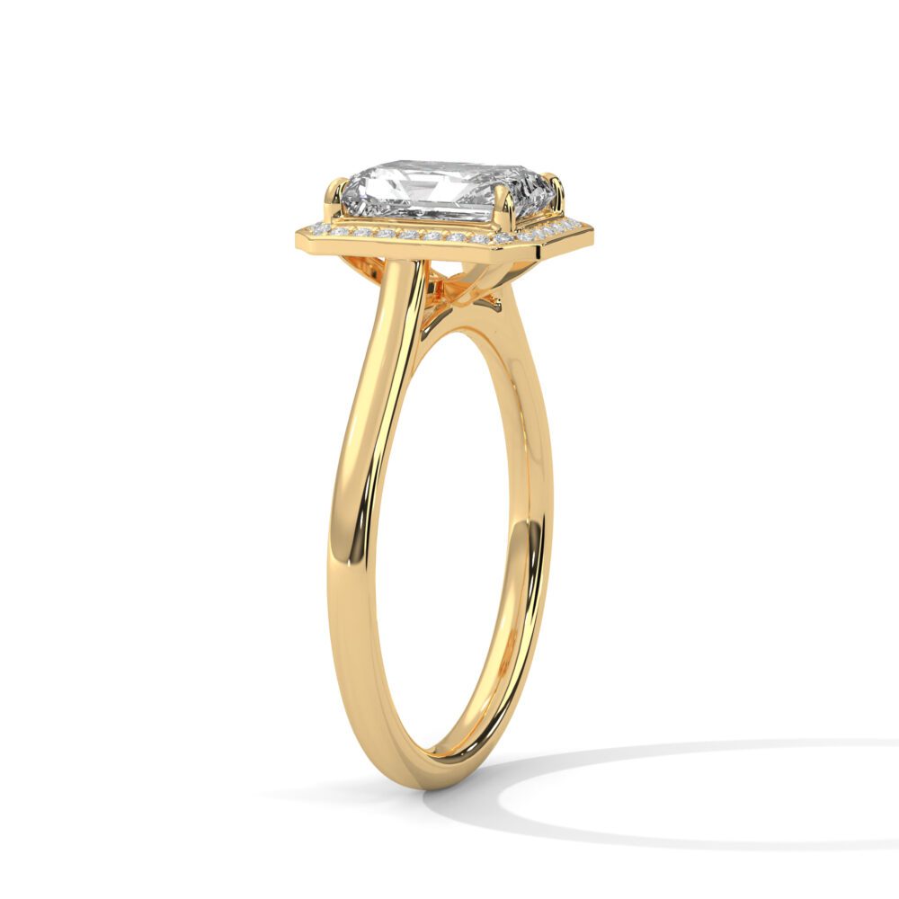 1 CT Emerald Cut Lab Grown Diamond Halo Engagement Ring for Women - Image 6