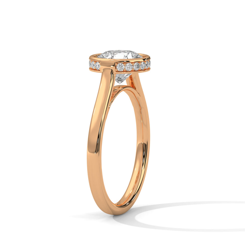 1 CT Bezel Set Round Lab Grown Diamond Engagement Ring - Image 6