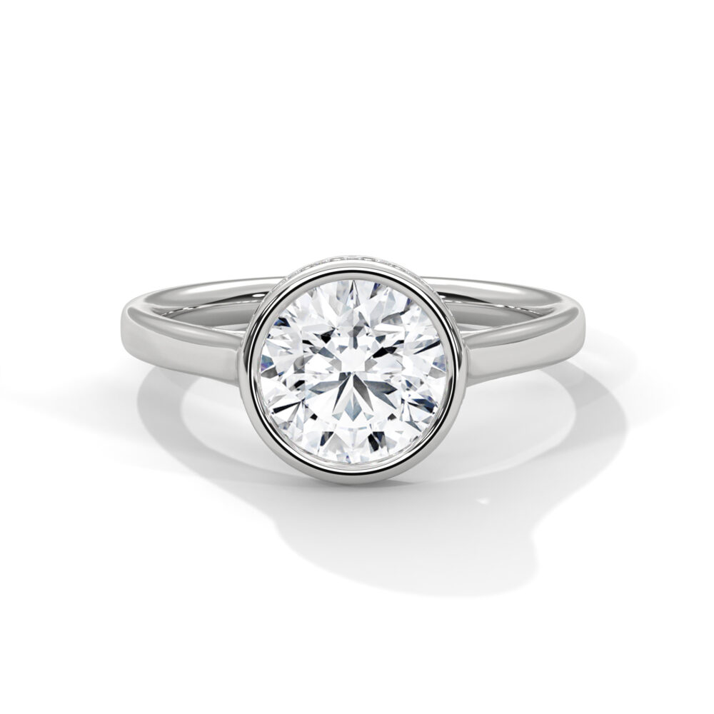 1 CT Bezel Set Round Lab Grown Diamond Engagement Ring