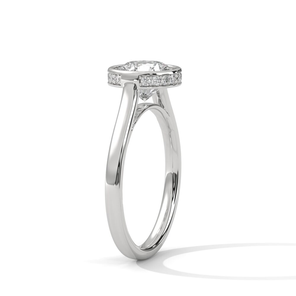 1 CT Bezel Set Round Lab Grown Diamond Engagement Ring - Image 3