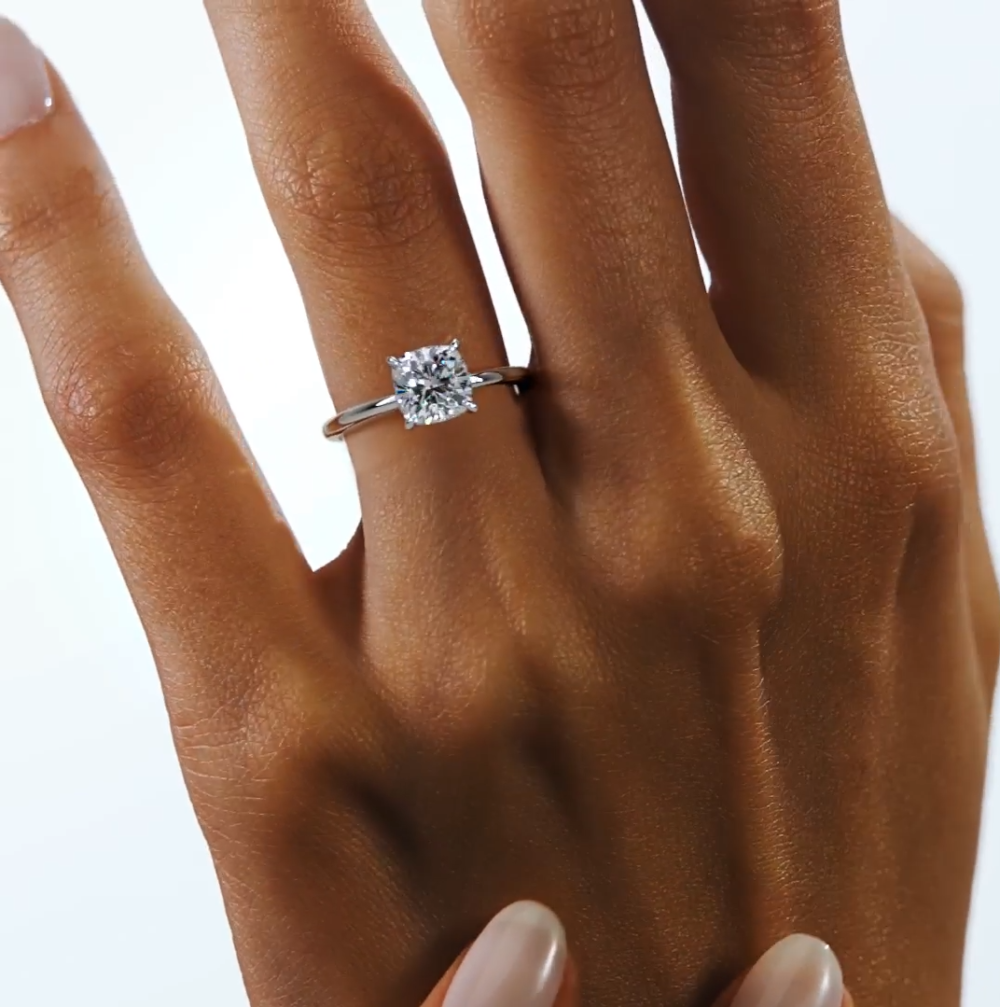 1 CT Square Cushion Cut Lab Grown Diamond Engagement Ring for women - Image 9