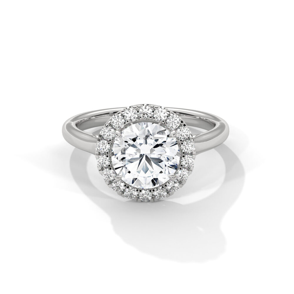 1 CT Round Lab Grown Diamond Hidden Halo Engagement Ring