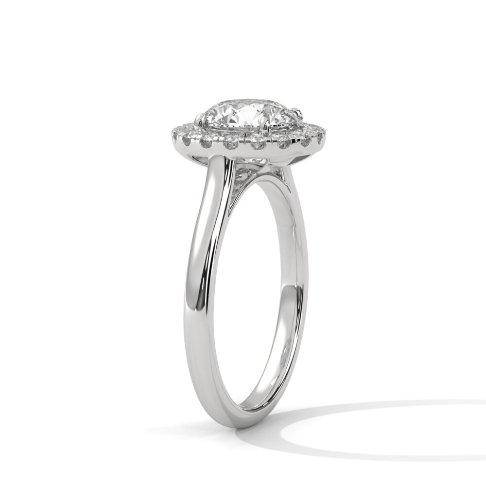 1 CT Round Lab Grown Diamond Hidden Halo Engagement Ring - Image 3