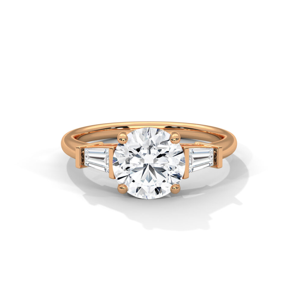 1 CT Round Lab Grown Diamond Three Stone Engagement Ring for Women - Image 5