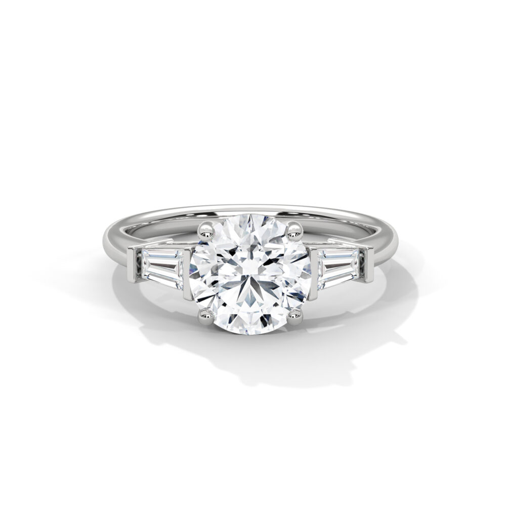 1 CT Round Lab Grown Diamond Three Stone Engagement Ring for Women