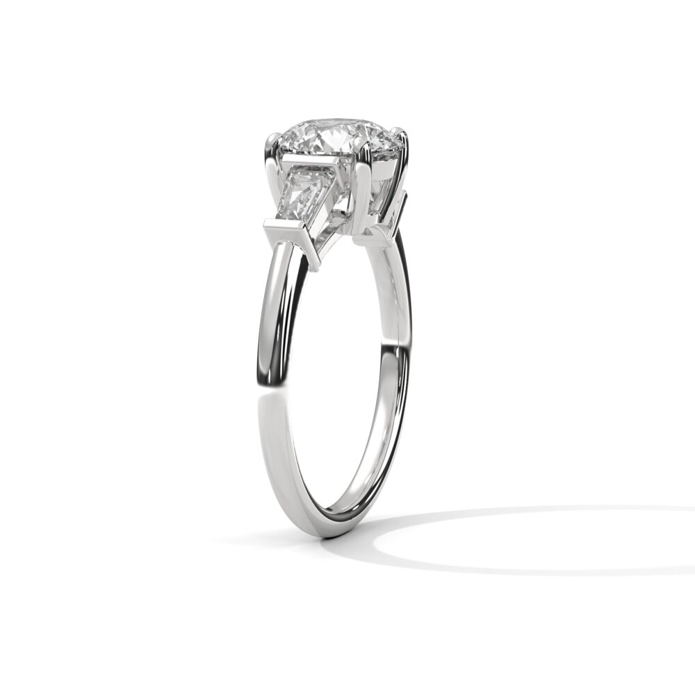 1 CT Round Lab Grown Diamond Three Stone Engagement Ring for Women - Image 4