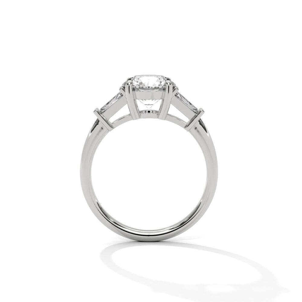1 CT Round Lab Grown Diamond Three Stone Engagement Ring for Women - Image 3