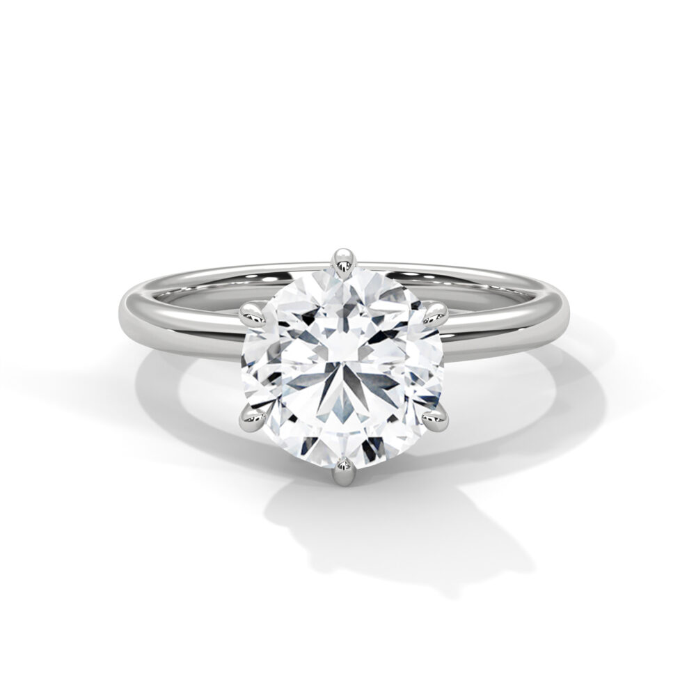 1 CT Six prong Round Lab Grown Diamond Ring for Women