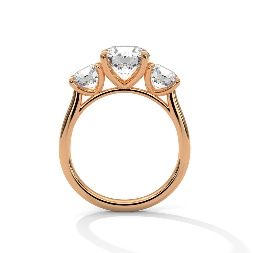 1 CT Round Lab Grown Diamond Three Stone Engagement Ring for Women - Image 7