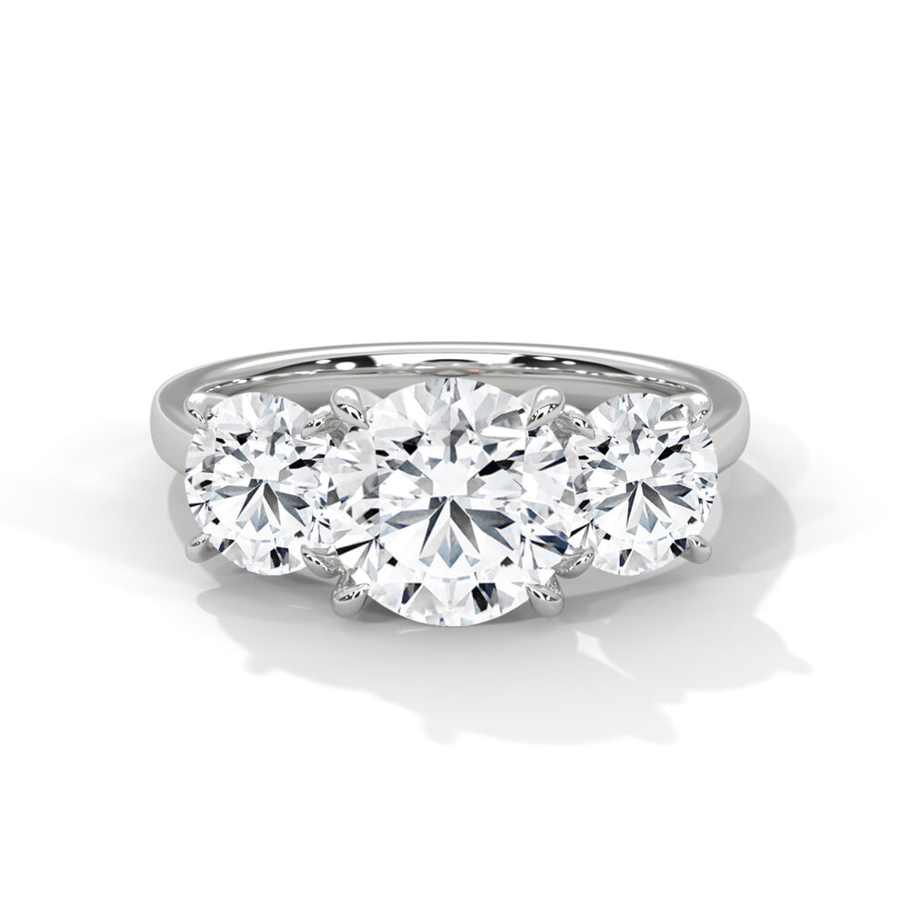 1 CT Round Lab Grown Diamond Three Stone Engagement Ring for Women