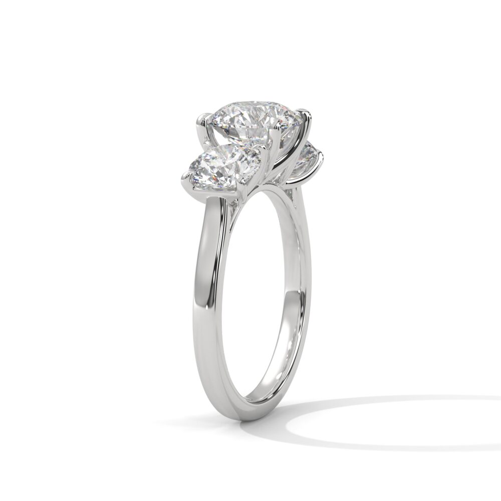 1 CT Round Lab Grown Diamond Three Stone Engagement Ring for Women - Image 3