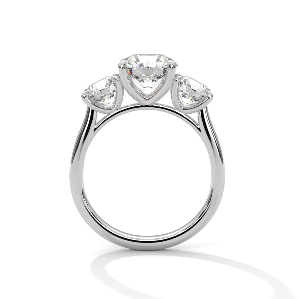 1 CT Round Lab Grown Diamond Three Stone Engagement Ring for Women - Image 4