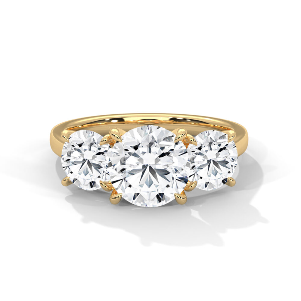 1 CT Round Lab Grown Diamond Three Stone Engagement Ring for Women - Image 8