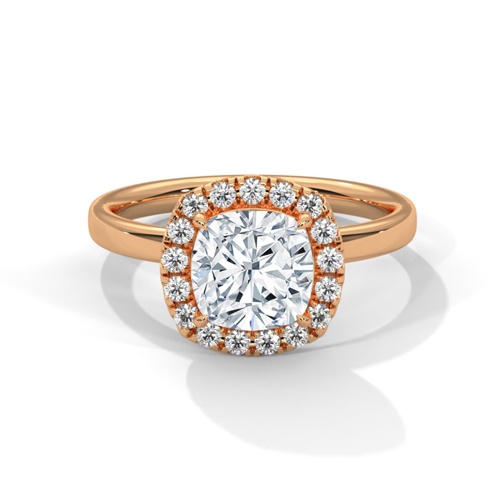 1 CT Square Cushion Cut Lab Grown Diamond Halo Engagement Ring - Image 5