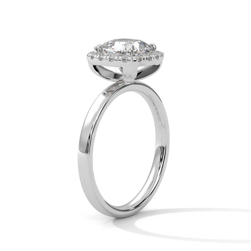 1 CT Square Cushion Cut Lab Grown Diamond Halo Engagement Ring - Image 3