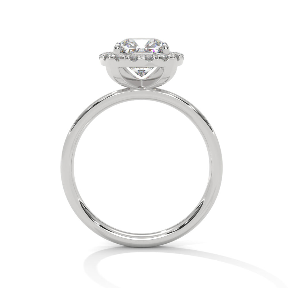 1 CT Square Cushion Cut Lab Grown Diamond Halo Engagement Ring - Image 4
