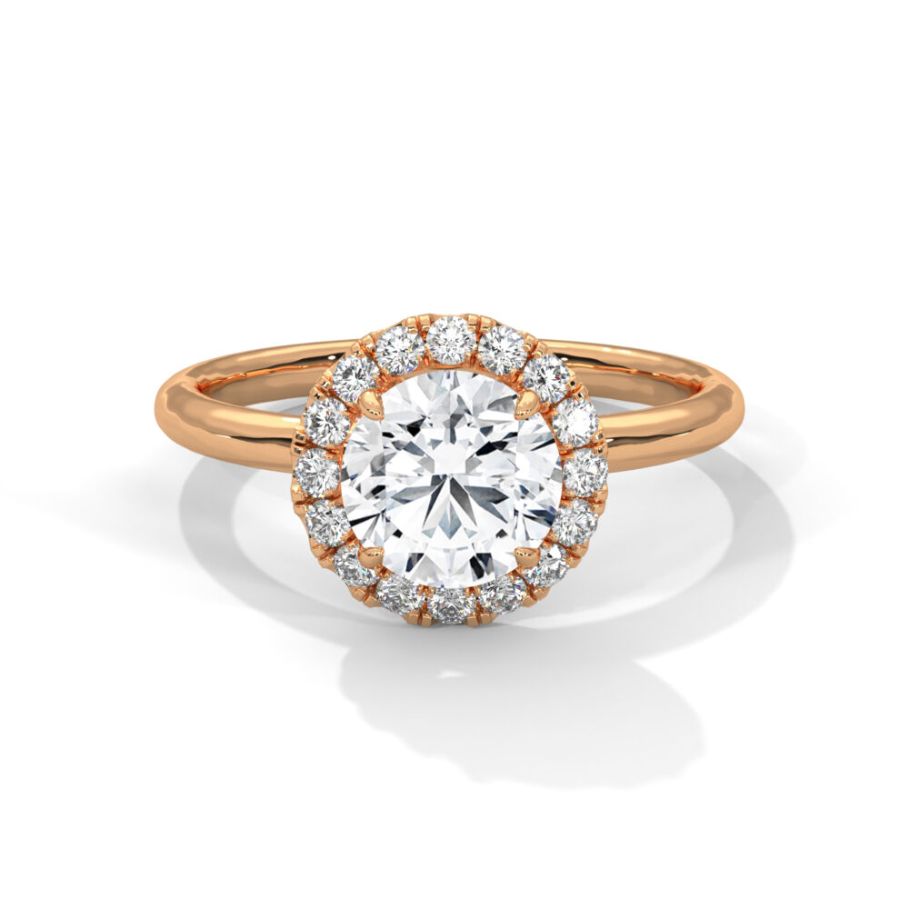 1 CT Round Lab Grown Diamond Halo Engagement Ring - Image 5