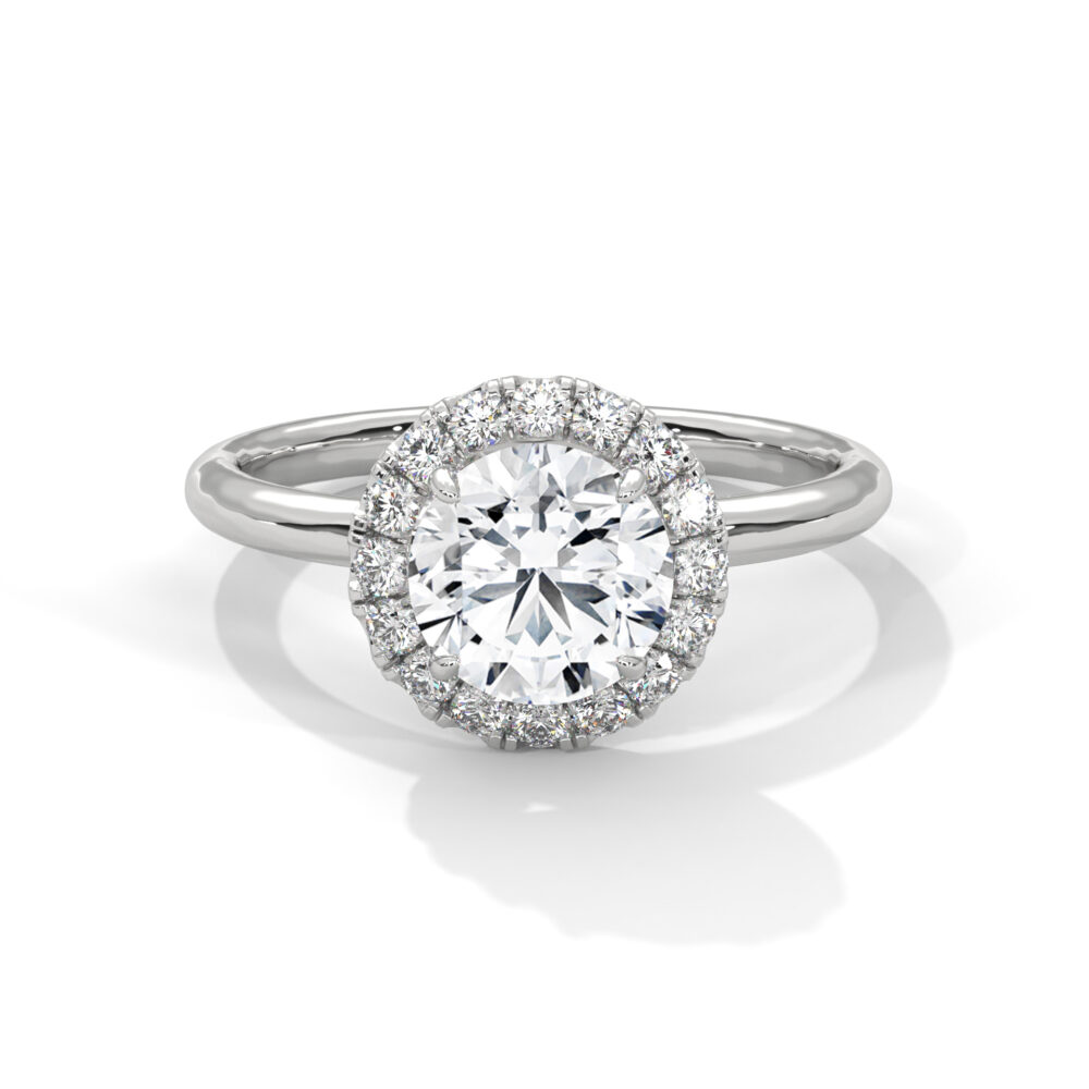 1 CT Round Lab Grown Diamond Halo Engagement Ring - Image 9
