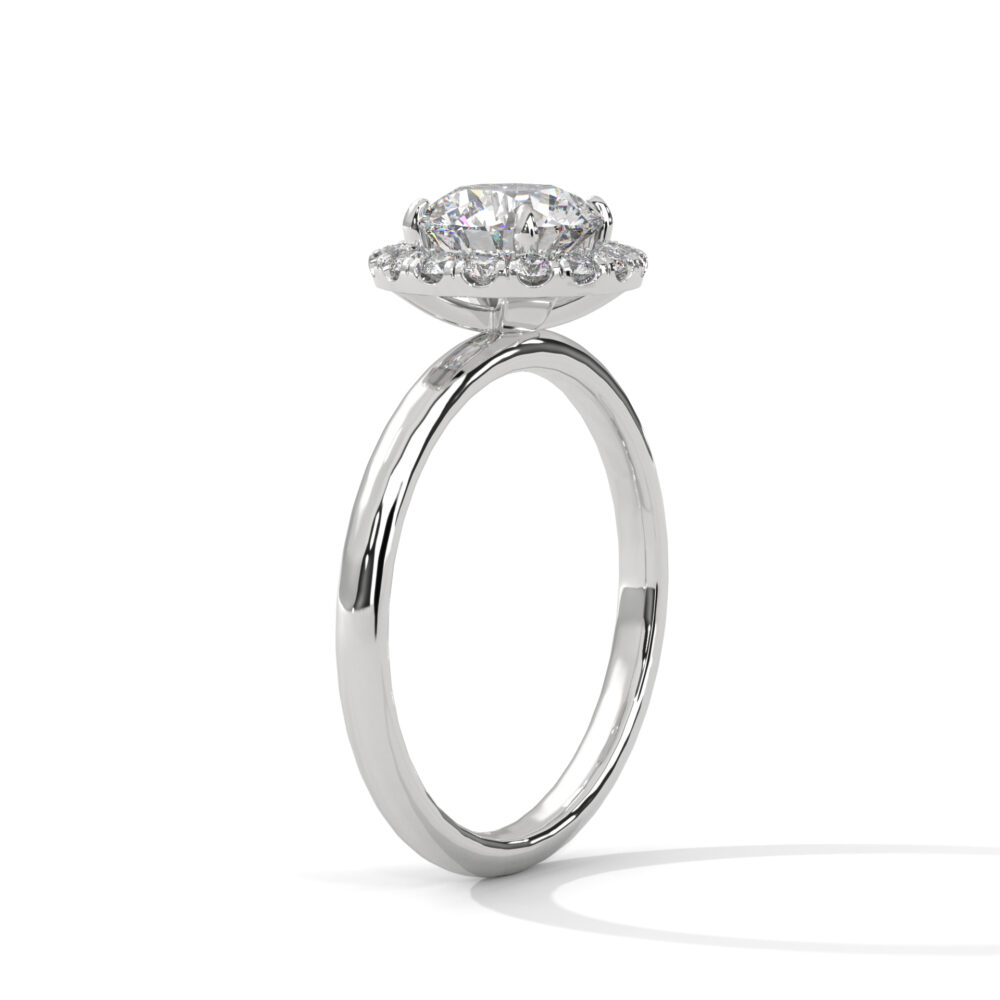 1 CT Round Lab Grown Diamond Halo Engagement Ring - Image 10
