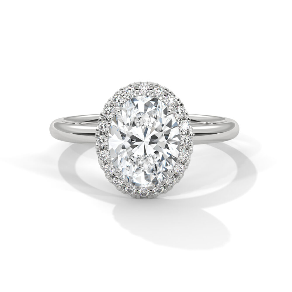 1 CT Oval cut Lab Grown Diamond Halo Engagement Ring