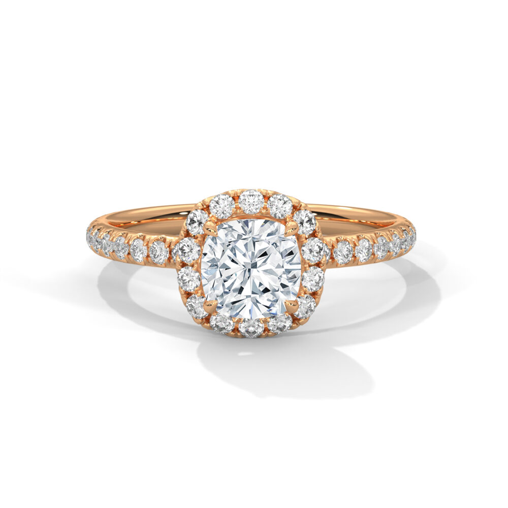 1 CT Square Cushion Cut Lab Grown Diamond Halo Engagement Ring - Image 9