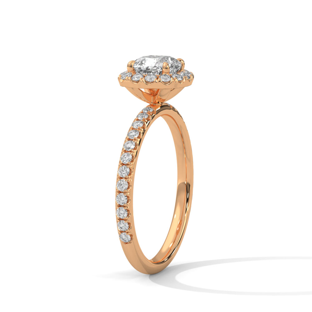 1 CT Square Cushion Cut Lab Grown Diamond Halo Engagement Ring - Image 10