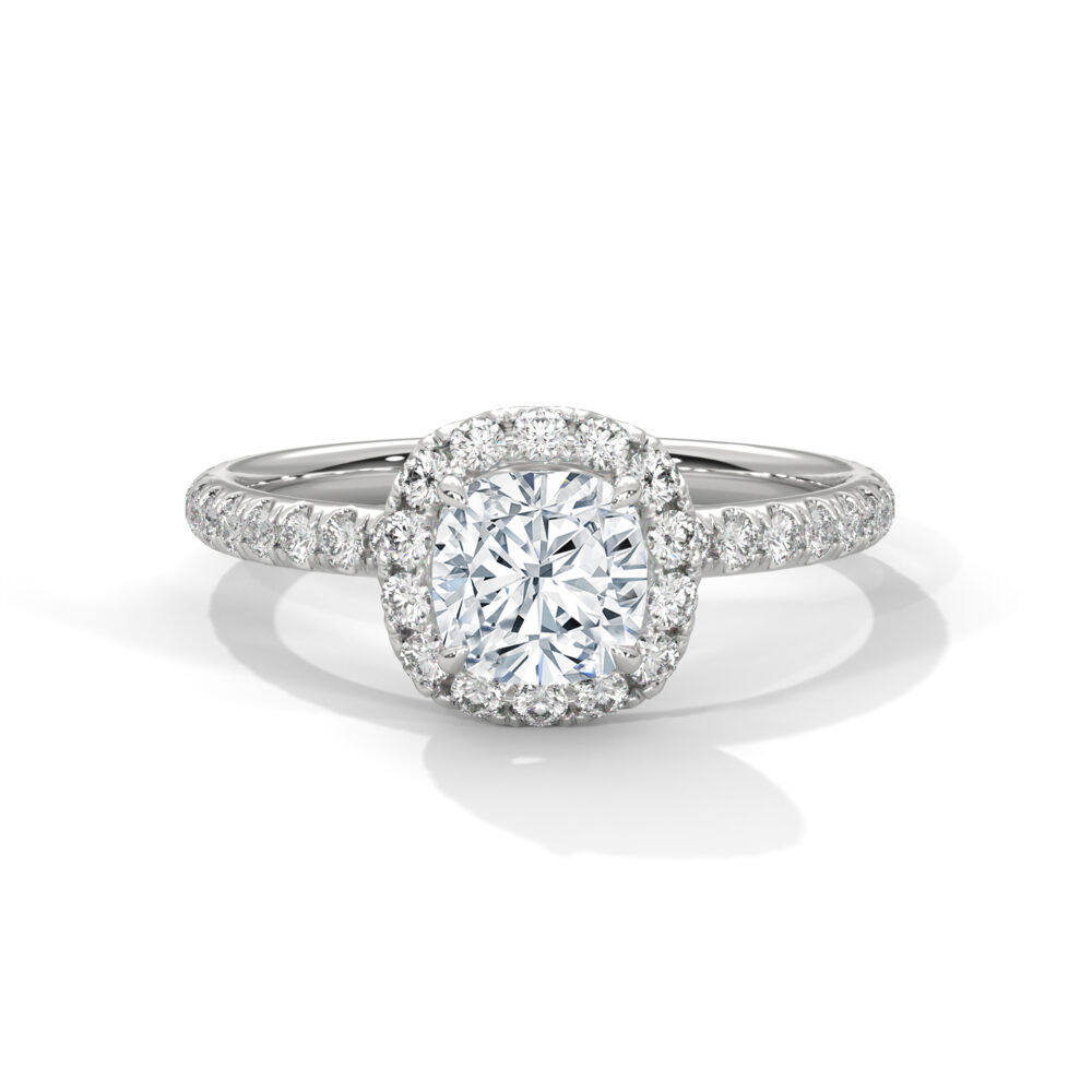 1 CT Square Cushion Cut Lab Grown Diamond Halo Engagement Ring - Image 5