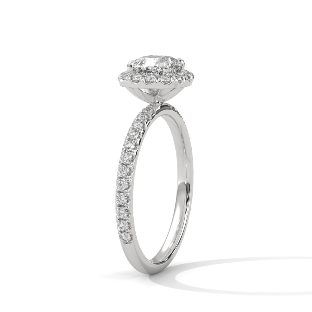1 CT Square Cushion Cut Lab Grown Diamond Halo Engagement Ring - Image 7
