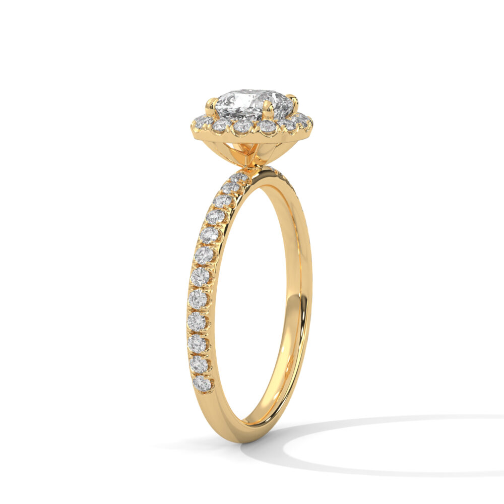 1 CT Square Cushion Cut Lab Grown Diamond Halo Engagement Ring - Image 4