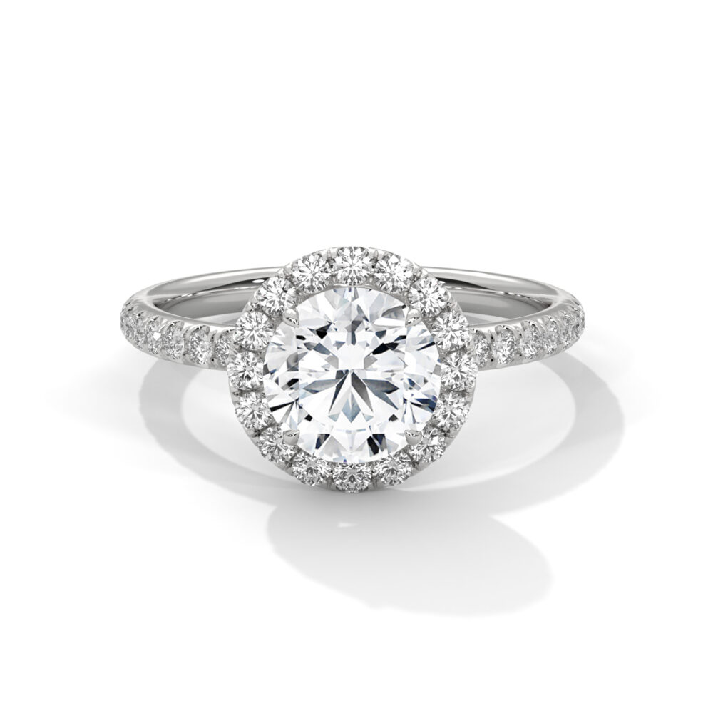 1 CT Round Lab Grown Diamond Hidden Halo Engagement Ring - Image 9