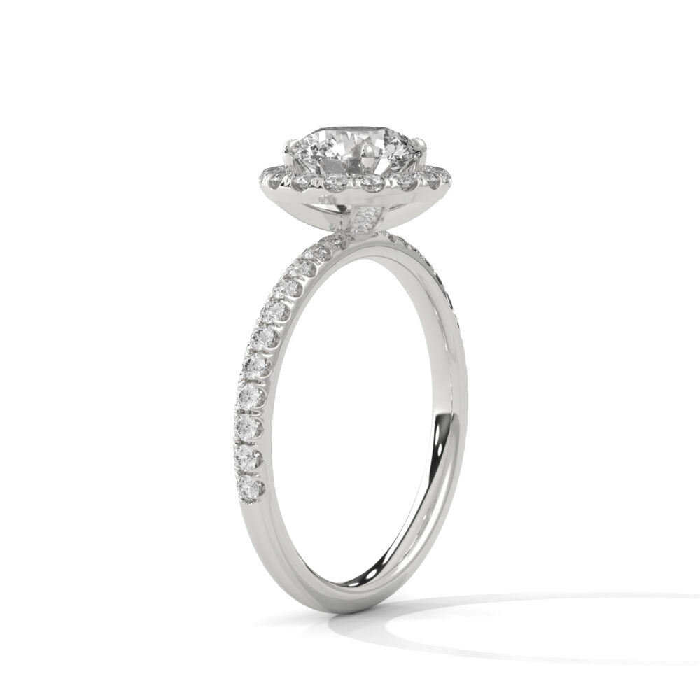 1 CT Round Lab Grown Diamond Hidden Halo Engagement Ring - Image 10